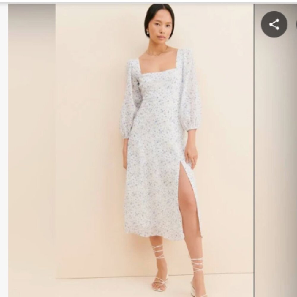 Astr The Label Audette Square Neck Floral Cutout Midi Dress